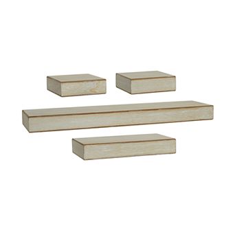 Melannco Distressed White Wall Shelf 4 pc Set