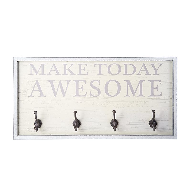 Melannco Make Today Awesome 4-Hook Wall Decor, Multicolor
