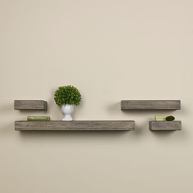 Melannco Black Floating Wall Shelf 4-piece Set