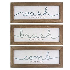 Black Chalkboard Word Kitchen Wall Art stratton home decor set of 3 wash brush comb wall decor