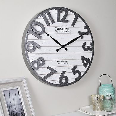 FirsTime & Co. Sawyer Planked Farmhouse Wall Clock