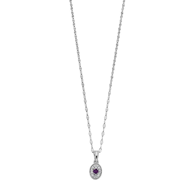 LC Lauren Conrad Sterling Silver Gemstone Pendant Necklace, Womens, Purple