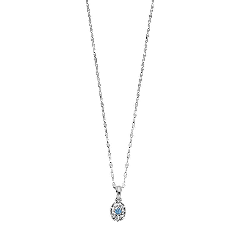 LC Lauren Conrad Sterling Silver Gemstone Pendant Necklace, Womens, Blue
