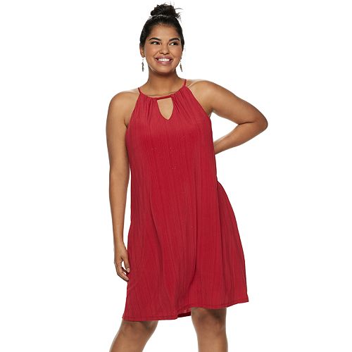 Juniors' Plus Size Candie's® Pleated Halter Swing Dress