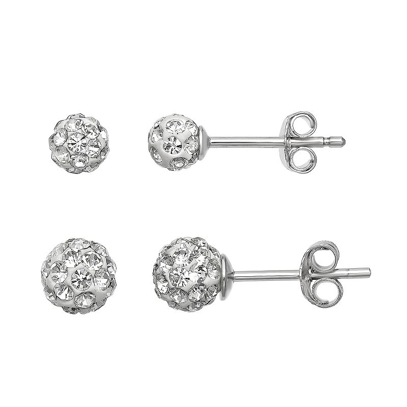 Primrose Sterling Silver Crystal Ball Earring Set, Womens, Grey
