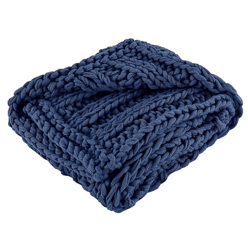 Cottage Lane Chunky Knit Throw, Blue