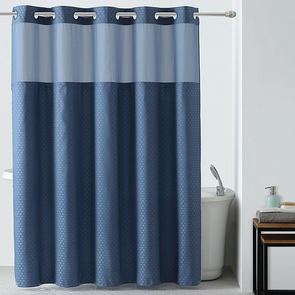Starlight Basketweave 2 Piece Fabric, Blue Fabric Shower Curtain