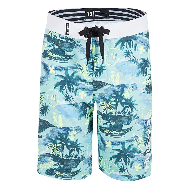 UPC 617845733286 product image for Boys 8-20 Hurley Tropical Doodle Graphic Printed Board Shorts, Size: 18, Brt Gre | upcitemdb.com