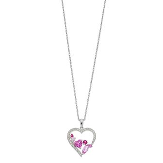 LeRose by Lexi and Rose Sterling Silver Gemstone Heart Pendant Necklace
