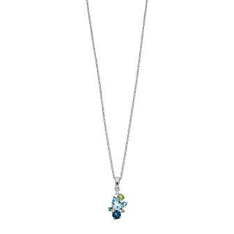 LeRose by Lexi and Rose Sterling Silver Cluster Gemstone Pendant Necklace