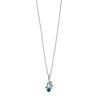 LeRose by Lexi and Rose Sterling Silver Cluster Gemstone Pendant Necklace