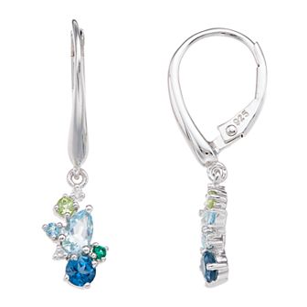 LeRose by Lexi and Rose Sterling Silver Gemstone Cluster Drop Earrings
