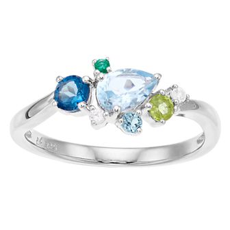 LeRose by Lexi and Rose Sterling Silver Gemstone Cluster Ring