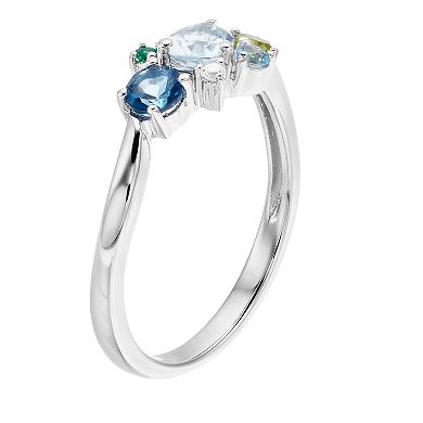 LeRose by Lexi and Rose Sterling Silver Gemstone Cluster Ring