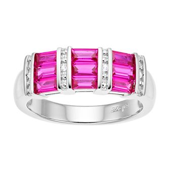 Sterling Silver Rectangle Gemstone Ring
