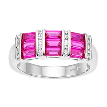 LeRose by Lexi and Rose Sterling Silver Rectangle Gemstone Ring