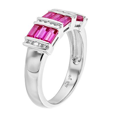 Sterling Silver Rectangle Gemstone Ring