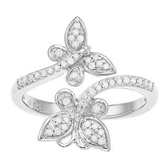 LeRose by Lexi and Rose Sterling Silver 1/5 Carat Diamond Butterfly Ring