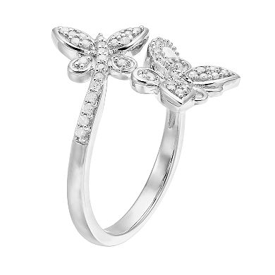LeRose by Lexi and Rose Sterling Silver 1/5 Carat Diamond Butterfly Ring