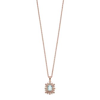 14k Rose Gold Over Silver Aquamarine Pendant Necklace