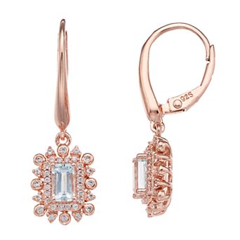 LeRose by Lexi and Rose 14k Rose Gold Over Silver Aquamarine Drop Earrings