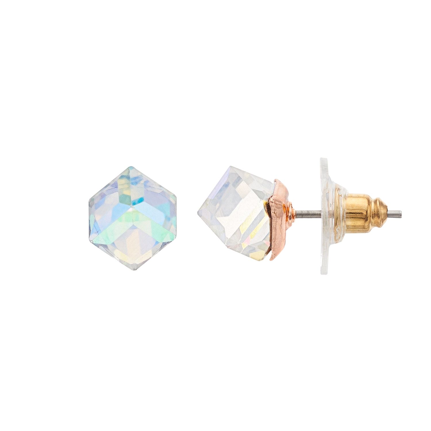 Image for LC Lauren Conrad Rainbow Iridescent Cube Nickel Free Stud Earrings at Kohl's.