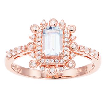 LeRose by Lexi and Rose 14k Rose Gold Over Silver Aquamarine Ring