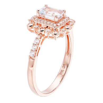 LeRose by Lexi and Rose 14k Rose Gold Over Silver Aquamarine Ring