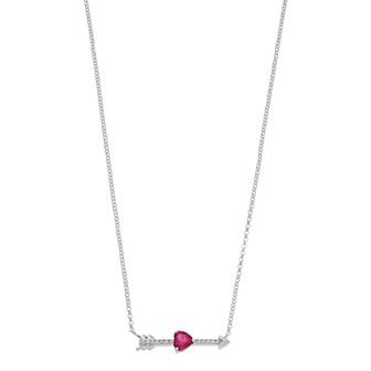 LeRose by Lexi and Rose Sterling Silver Heart Arrow Gemstone Bar Necklace