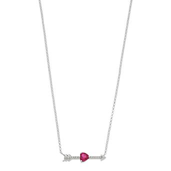 LeRose by Lexi and Rose Sterling Silver Heart Arrow Gemstone Bar Necklace