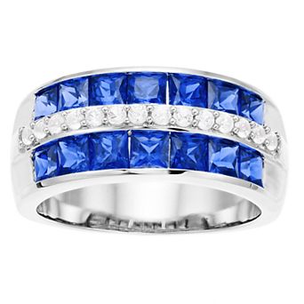 LeRose by Lexi and Rose Sterling Silver Three-Row Gemstone Ring