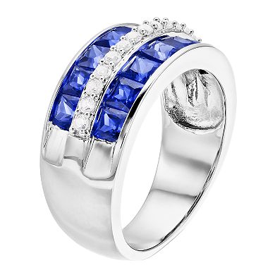 LeRose by Lexi and Rose Sterling Silver Three-Row Gemstone Ring