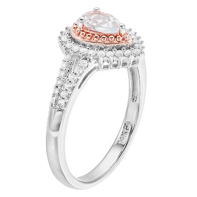 LeRose by Lexi and Rose Two-Tone Rose Gold Over Silver Aquamarine Gemstone Ring