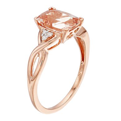 Gemminded 10k Rose Gold Morganite Diamond Accent Ring