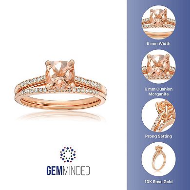 Gemminded 10k Rose Gold Morganite 1/7 Carat T.W. Diamond Ring MORGANITE RG WITH 1/7 CTTW DIA