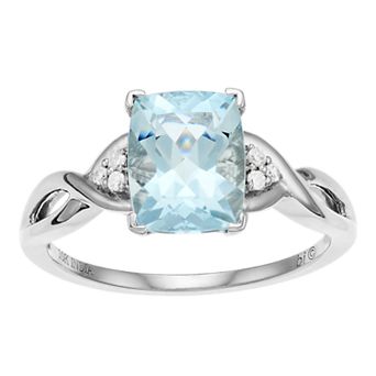 Gemminded 10k White Gold Aquamarine Diamond Accent Ring