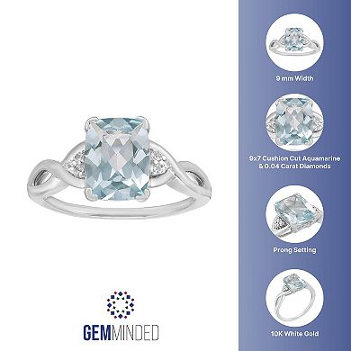 Gemminded 10k White Gold Aquamarine Diamond Accent Ring