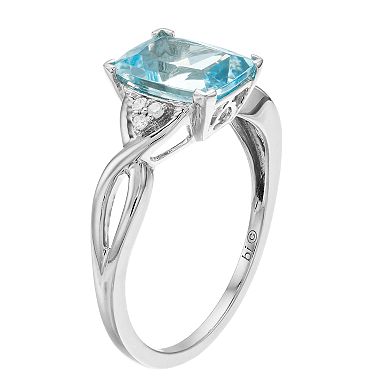 Gemminded 10k White Gold Aquamarine Diamond Accent Ring