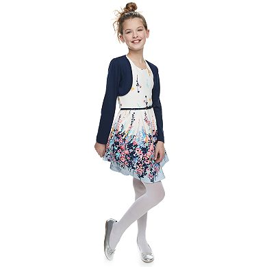 Girls 7-16 & Plus Size Knitworks Floral Skater Dress & Shrug Set