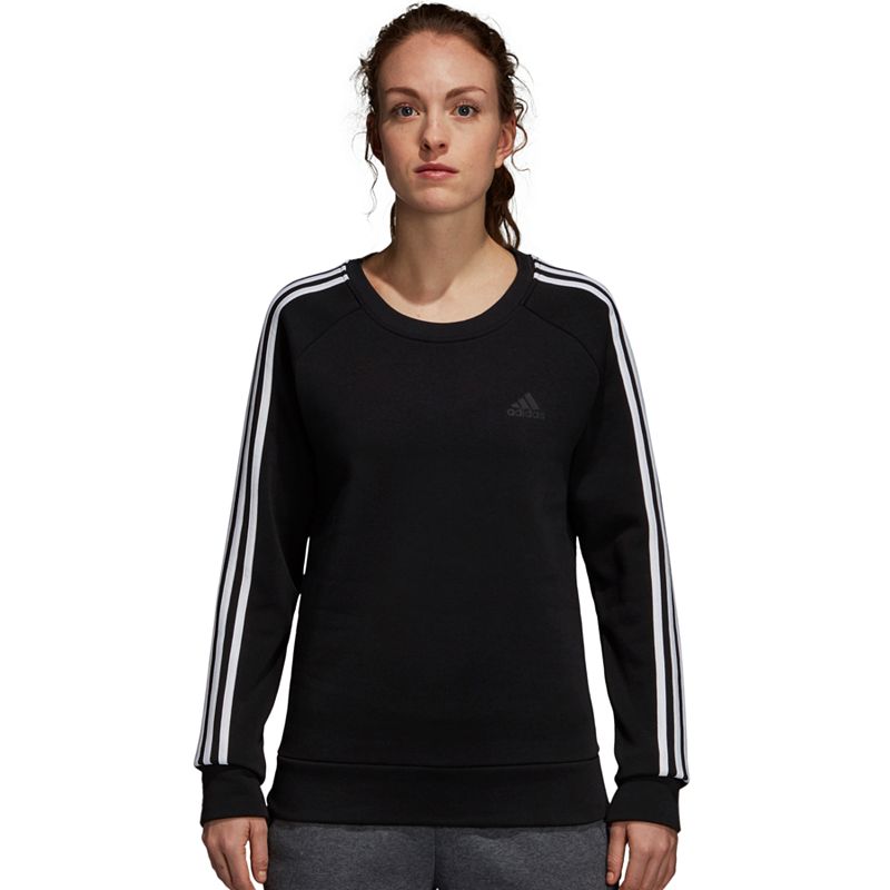 UPC 191525396843 product image for Women's Adidas 3-Stripe Fleece Crew Sweatshirt, Size: Large, Black | upcitemdb.com