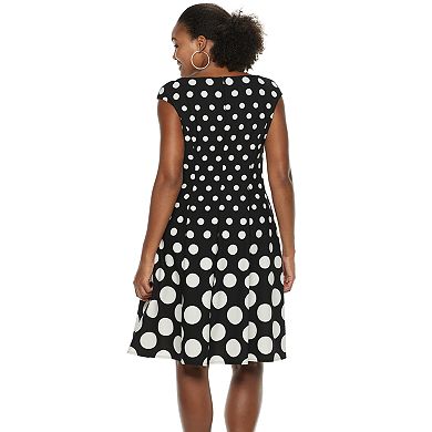 Plus Size Suite 7 Contrasting Polka Dot Fit & Flare Dress