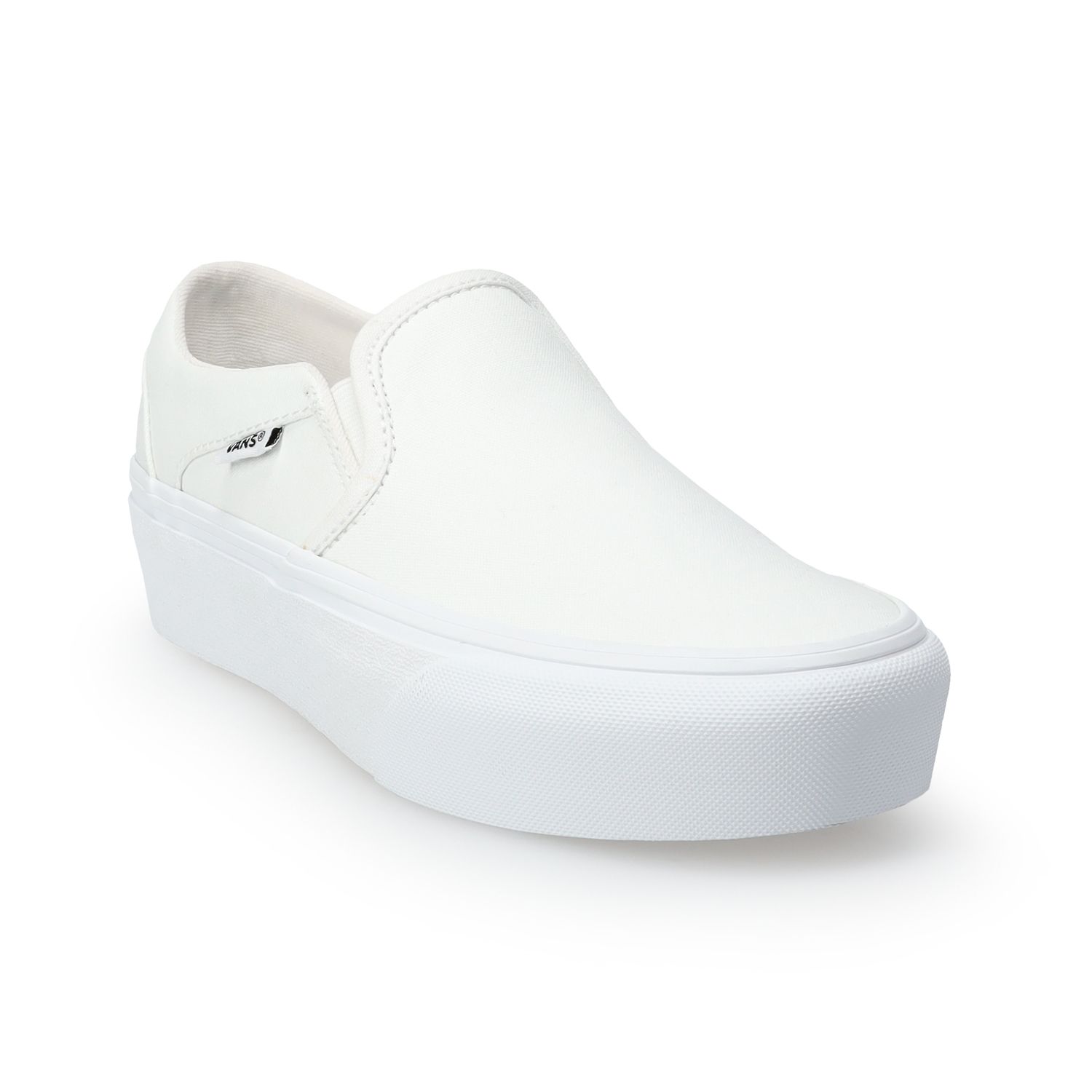 white platform vans slip on