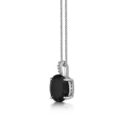 Gemminded Sterling Silver Black Onyx Diamond Accent Pendant Necklace