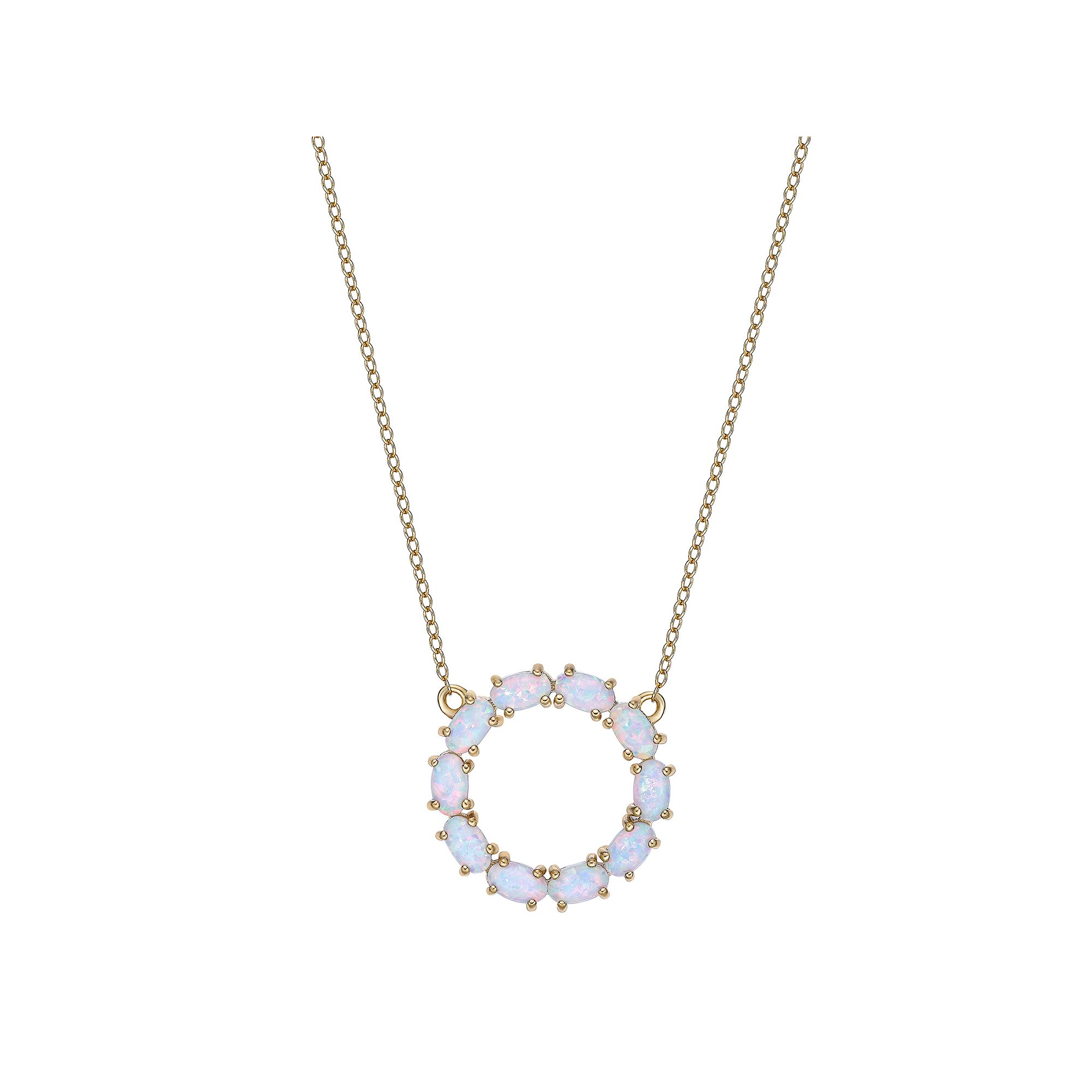 Gemminded 18k Gold over Silver Opal Circle Pendant Necklace, Womens, Size