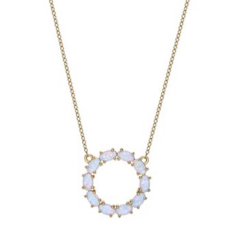 Gemminded 18k Gold over Silver Opal Circle Pendant Necklace