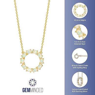 Gemminded 18k Gold over Silver Opal Circle Pendant Necklace