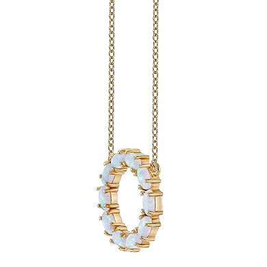 Gemminded 18k Gold over Silver Opal Circle Pendant Necklace