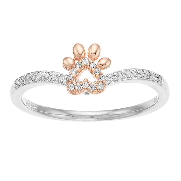 Paw print engagement outlet ring