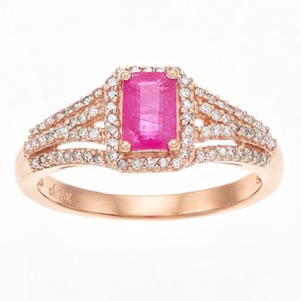 LeRose by Lexi and Rose 10k Rose Gold Ruby & 1/4 Carat T.W. Diamond Ring