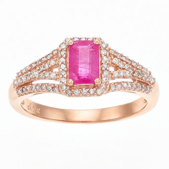 LeRose by Lexi and Rose 10k Rose Gold Ruby & 1/4 Carat T.W. Diamond Ring